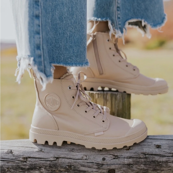Palladium Shoes - Palladium pampa high top nude leather shoes HI NEW 9